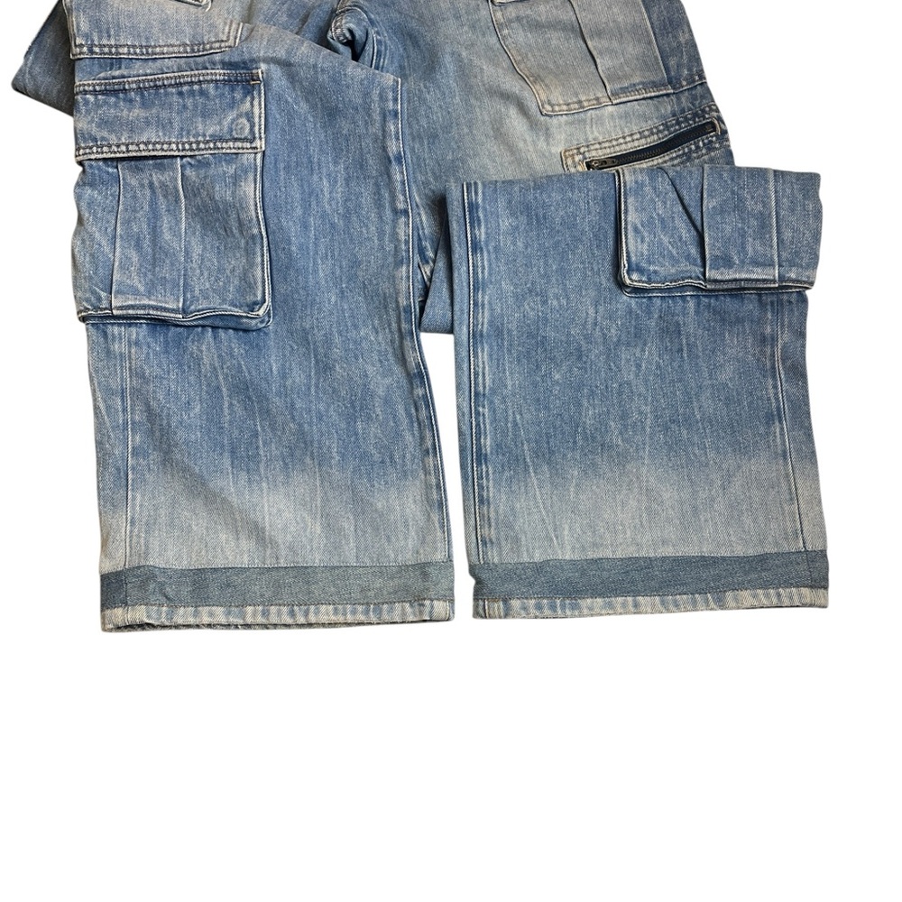 Alice + Olivia Cay Baggy Denim Cargo Pants in Brea Blue Size 25 - Picture 12 of 14